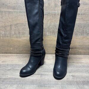Madden Girl Dash Black Faux Leather Knee High Boots Women's Size 7